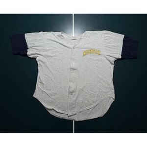 Vintage Michigan Wolverines Baseball Jersey Men's XL Gray Navy Blue USA 90s